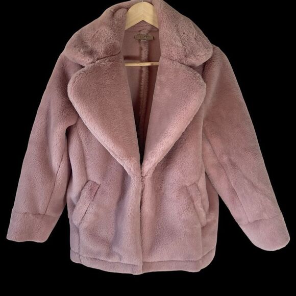 LOFT Outlet Dusty Pink Faux Fur Jacket Sz XS - Picture 2 of 9